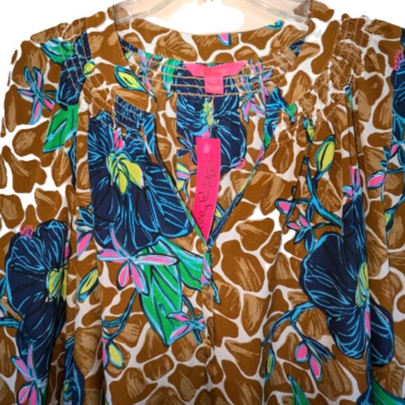 NWT Lilly Pulitzer Elsa Top Toffee Blooms in Paradise All Over Size XL - Picture 5 of 6